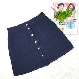 BDG Button Front A-Line Skirt